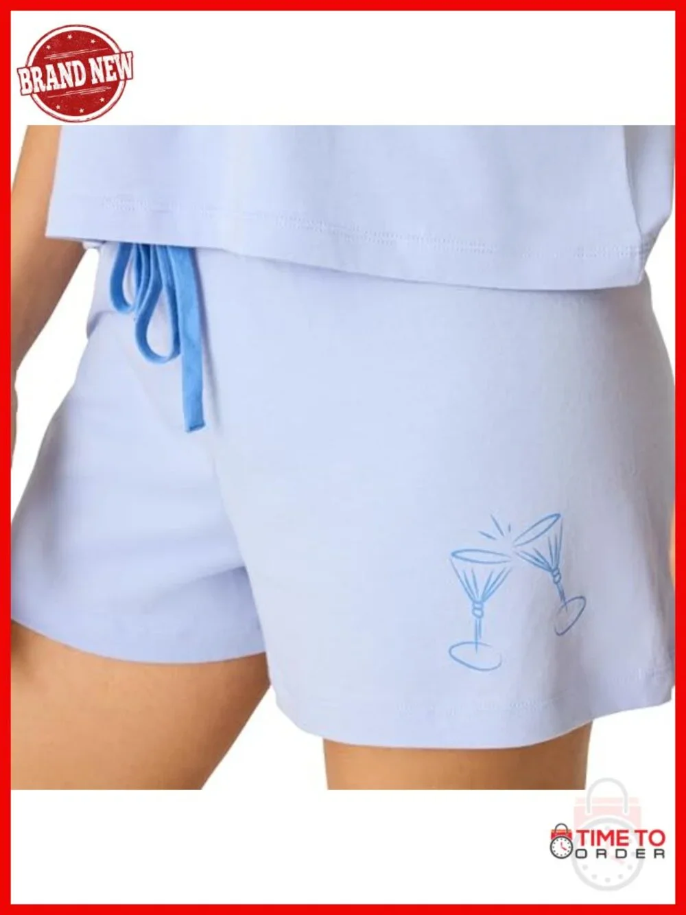 Womens Pajama Set Graphic Tee and Lounge Shorts 52% Cotton 48% Modal